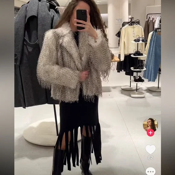 ZARA SHORT FAUX FUR COAT - Picture 6 of 16